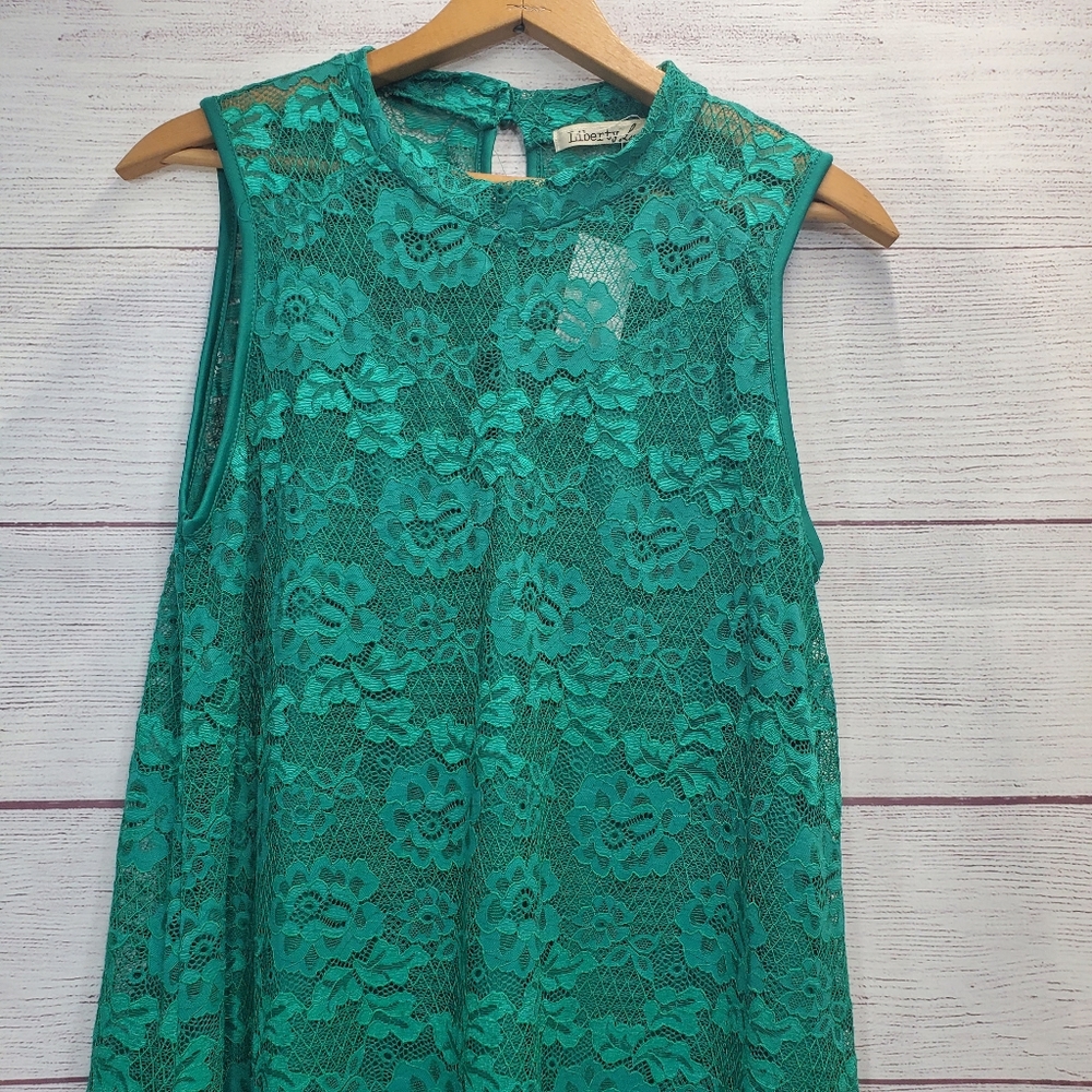 Liberty Love Emerald Green Lace A-Line Sleeveless Dress Size XL NWT - Picture 2 of 10